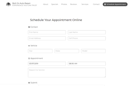 appointment scheduling screen